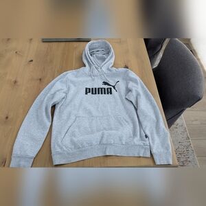 PUMA Kids Gray Hoodie with Black Logo